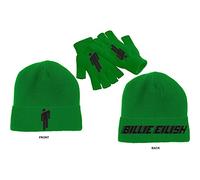 Billie Eilish Beanie Hat and Glove Set Blohsh Logo Official Green Unisex One Size
