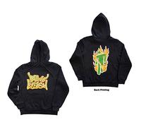Billie Eilish - Billie Eilish Unisex Pullover Hoodie: Airbrush Flames Blohsh (Back Print) - XXXX-Large - Grey