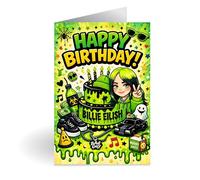Billie Eilish Birthday Card - A5 Celebrity Birthday Greeting Card for Billie Eilish Fans - Colourful Pop Art Design - Includes White Envelope