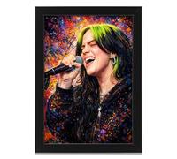 Billie Eilish Signed Poster Print - Art Styled Limited Edition Autograph Fan Gift - Collectible Memorabilia Wall Art Merchandise (A4 Framed)