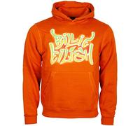 Billie Eilish Unisex Pullover Hoodie. Airbrush Flames BLOHSH (Back Print) Orange (Large)