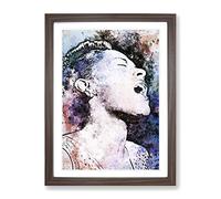 Billie Holiday In Abstract Classic Painting Framed Print | A2 Walnut Framed Wall Art | Ready to Hang | Classic Holiday Picture | Living Room Bedroom Lounge Office
