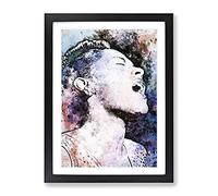Billie Holiday In Abstract Framed Wall Art Print A4 Black