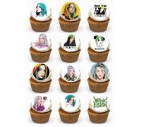 Billie Music Singer Edible Cupcake Toppers 24 Precut Ready to Use Premium Wafer Card