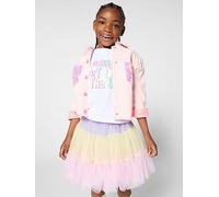Billieblush Girls Sequin Pocket Denim Jacket, Pink, Size 6 Years Pink