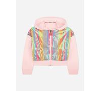 Billieblush Girls Striped Sequin Zip Up Top in Pink - Pink - 3 Yrs
