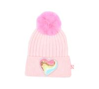 Billieblush heart-patch tulle-pom-pom beanie hat - Pink 1-2-3