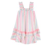 Billieblush ruffled-detail striped-pattern dress - White 2-3-4-5-6-8-10-12