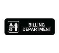 Billing Department Sign, Signage White/Black Plastic Acrylic, 10" X 3' With Double Side Tape, Adhesive, Easy Mounting