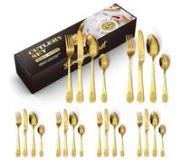 BILLION DUO 24 Piece Cutlery Set in Gold Colour Service for 6, Stainless Steel Flatware Serving Set, Durable & Dishwasher Safe Tableware Forks, Knives, & Spoons, Ideal for Home, Parties & Gifting