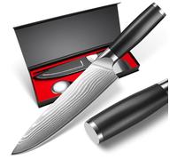 BILLION DUO 8 Inch Chef Knife, Kitchen Knife with Finger Guard, Professional Stainless Steel Sharp Chef's Knife Set with Non-Slip Ergonomic Handle, Gifts for Mom/Dad, Black (8 inch Chef Knife)