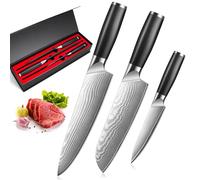 BILLION DUO Knife Set 3PCS, Kitchen Knife Set, Professional High-Performance Stainless Steel Sharp Chef's Knife Set with Non-Slip Ergonomic Handle, Gifts for Mom/Dad, Black