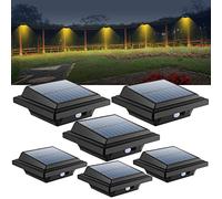 BILLION DUO Motion Sensor Solar Gutter Lights, 40 LEDs Solar Powered Garden Outdoor Lights, IP65 Waterproof, Black Solar Security Lamp Warm Light for Garden,Fence,Wall(6 PCS)