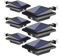 BILLION DUO Motion Sensor Solar Gutter Lights, 40 LEDs Solar Powered Garden Outdoor Lights, IP65 Waterproof, Black Solar Security Lamp for Garden,Fence,Wall(6 PCS)