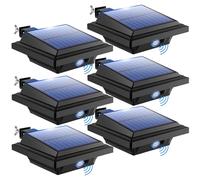 BILLION DUO Motion Sensor Solar Gutter Lights, 40 LEDs Solar Powered Garden Outdoor Lights, IP65 Waterproof, Black Solar Security Lamp Cool White Light for Garden,Fence,Wall(6PCS)