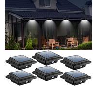 BILLION DUO Motion Sensor Solar Gutter Lights, 40 LEDs Solar Powered Garden Outdoor Lights, IP65 Waterproof, Black Solar Security Lamp Cool White Light for Garden,Fence,Wall(6PCS)