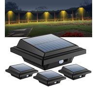BILLION DUO Motion Sensor Solar Gutter Lights, 40 LEDs Solar Powered Garden Outdoor Lights, IP65 Waterproof, Black Solar Security Lamp Warm Light for Garden,Fence,Wall(4 PCS)