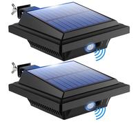 BILLION DUO Motion Sensor Solar Gutter Lights, 40 LEDs Solar Powered Garden Outdoor Lights, IP65 Waterproof, Black Solar Security Lamp Cool White Light for Garden,Fence,Wall