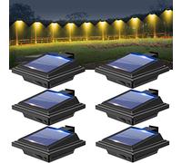 BILLION DUO Solar Gutter Light Pack of 6 for Outdoor Garden, 40 LEDs Waterproof Fence Lighting, Black Wall Lamp, Warm White for Garage, Patio