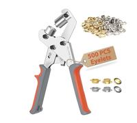 BILLION GOLD Magnetic Eyelet Punch Kit, 10mm Grommet Tool with 500 Eyelets, Ergonomic Handheld Hole Puncher for Curtains, Tarps, Fabric, Leather, Canvas, Tents, Repair & Installation