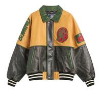 Billionaire Boys Club Men's Club Cracked Leather Varsity Jacket Black/Yellow