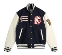 Billionaire Boys Club Men's Fanfare Script Logo Varsity Jacket Navy/Cream Medium