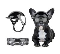 BillionChains dog helmet and goggles for small dogs dog goggles pet motorcycle helmet with ear holes adjustable straps riding safety helmet