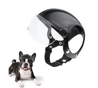 Billionchains Dog Helmet with Anti-UV Safety Goggles Transparent Adjustable Cool Dog Motorcycle Helmet with Flip Down Sun Visor for Small Dogs (No Rivets)