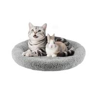 Billionchains Round Cat Bed Washable Cat Donut Bed with Non-Slip Bottom Comfortable Soft Pet Bed for Cats and Small Dog/Gray （Diameter: 19.5"）