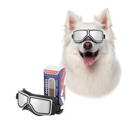 Billionchains Sunglasses for Dogs, Windproof Dog Glasses, Adjustable Dog Sunglasses, Dog Motorcycle Glasses for Medium to Large Dogs, Silver