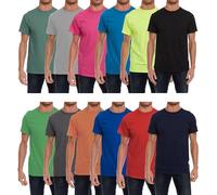 BILLIONHATS 12 Pack Mens Cotton Short Sleeve Lightweight T-Shirts, Bulk Crew Tees for Guys, Mixed Bright Colors Bulk Pack - Multi - Large