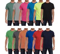 BILLIONHATS 12 Pack Mens Cotton Short Sleeve Lightweight T-Shirts, Bulk Crew Tees for Guys, Mixed Bright Colors Bulk Pack - Multi - S