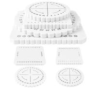 BILLIOTEAM 4 PCS 4 Sizes Braiding Disk Round Square Kumihimo Beading Cord Disc Braiding Braided Plate DIY Bracelet Loom Weaving Board (Round/Square Plate, White)