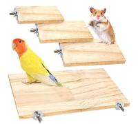 BILLIOTEAM 4-Size Bird Platforms with Wood Perches and Stand Boards - Habitat Cage Corner Shelves with Stainless Steel Washers - Ideal for Parrots, Cockatiels & Small Pets like Hamsters, Gerbils & Chi