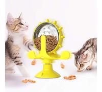 Billipets Money Ferris Wheel Food Dispensing Pet Toy for Cat/Dog, Interactive Cat Toy, Windmill Turntable Teasing Dispenser Dog Toys with Suction Cup Puppy Slow Feeder Toy (Yellow)