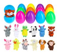 BILLMOSS Easter Eggs with Finger Puppets, 12 Packs Filled Basket Stuffers