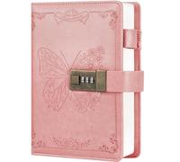 Billtigif Diary with Lock, Journal for Women Girls, Vintage Lock Journal Refillable Personal Locking Notebook Secret Journal with Combination Lock (Pink)