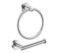 Billtix 2 Pcs Bathroom Accessory Set, Stainless Steel Wall Mounted Towel Ring & Toilet Paper Holder, In Chrome.