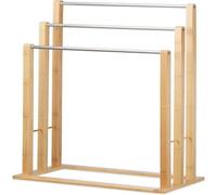 Billtix Bamboo Wooden Freestanding Towel Holder Bathroom Drying Rail Storage Rack