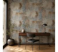 Billtix Brown Concrete Effect Wallpaper Blue Beige Distressed Textured Vinyl Industrial Feature Wall Modern Rustic Home.