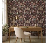 Billtix Fine Woodland Plum 3D Effect Wallpaper, Floral Bird Rabbit Botanical Feature Wall For Living Room And Bedroom Décor Uk.