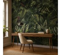 Billtix Green Tropical Leaf Wallpaper Textured Vinyl Jungle Botanical Feature Wall Covering For Living Room Bedroom Hallway