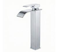 Billtix Tall Basin Mixer Tap, Chrome Waterfall Sink Tap, Single Lever Bathroom Sink Mixer For Countertop Basin,modern Bathroom Tap