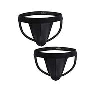 Billtop Men's Jockstrap Comfortable Fitness Sexy Underwear Brief, 2 Pack Black, XL