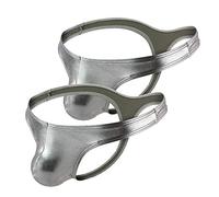 Billtop Men's Sexy Thong Faux Leather Briefs Bikini Underwear, 2-pack Silver, S