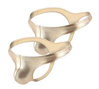 Billtop Men's Sexy Thong Faux Leather Pack Brief Bikini Underwear, 2-pack Gold, XL