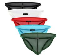 Billtop Men's Sexy Transparent Briefs Low Rise See Through Underwear 5 Pack