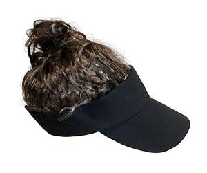 Billy-Bob Man Bun Visor, The World's First Man Bun Visor! Brown Hair!, Black, One Size