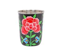 Billy Can 1x Carbon Peony 300ml Hand-Painted Picnic Cup - Reusable Picnic Drinking Glasses Wine Water Coloured Party Cup Beakers Set