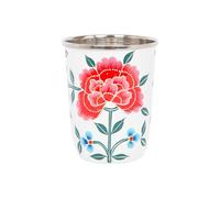 Billy Can 1x Cotton Peony 300ml Hand-Painted Picnic Cup - Reusable Picnic Drinking Glasses Wine Water Coloured Party Cup Beakers Set